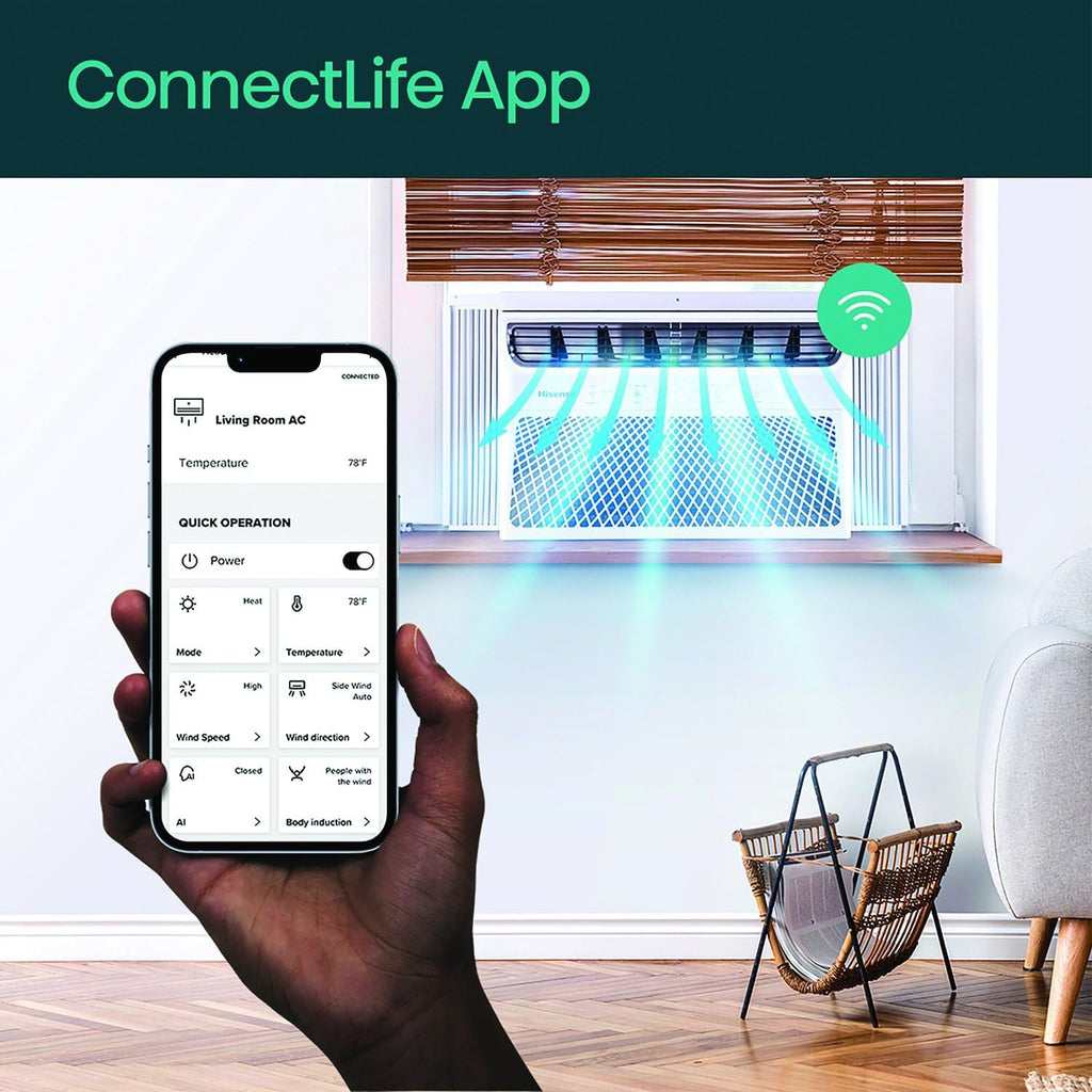 Hisense 10000 BTU Window Air Conditioner Unit, WiFi Smart App Control, Energy Efficient Quiet Cooling for Large Room, Living Bedroom Home, Mounted AC Remote Control 450 Sq. Ft.