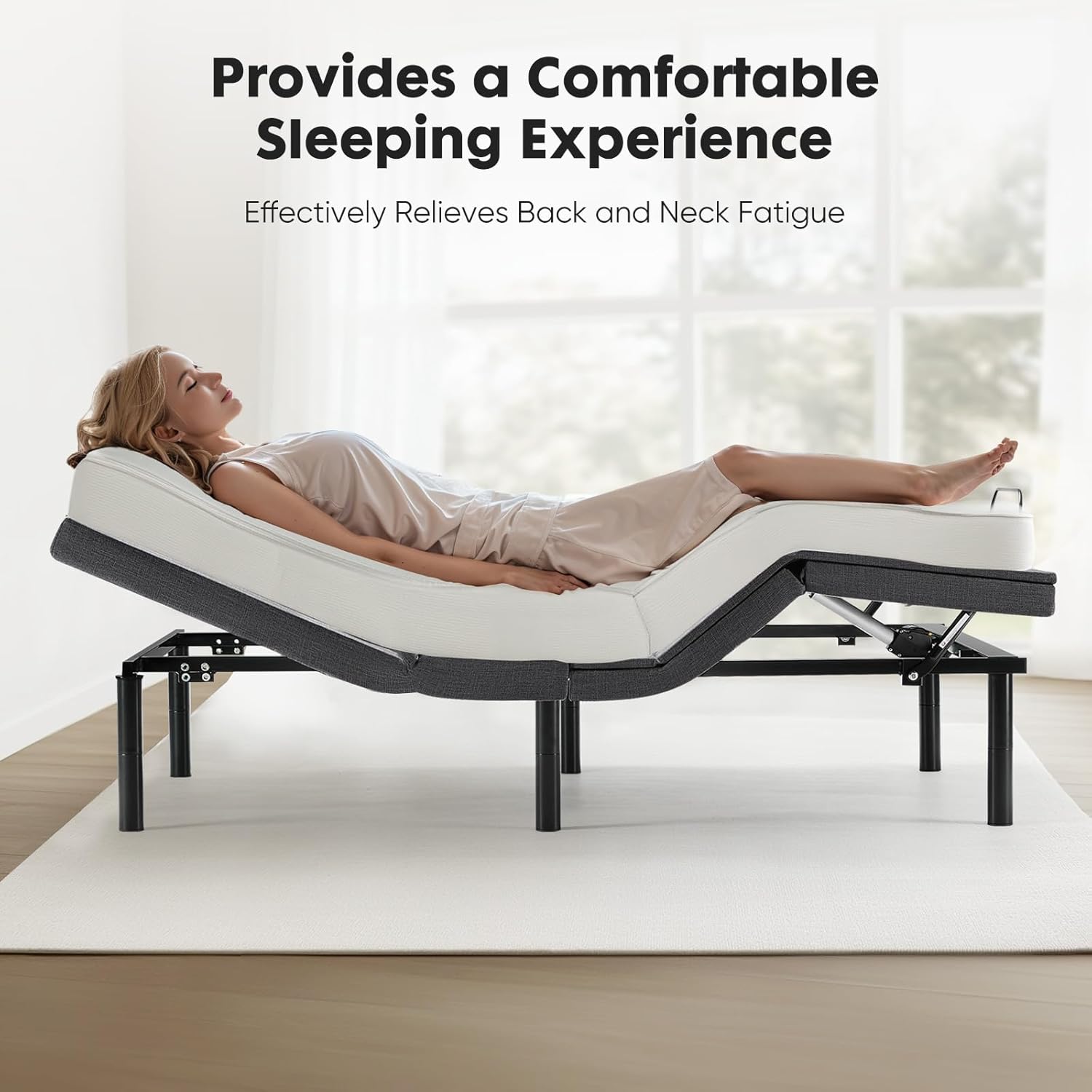 Sweetcrispy Electric Bed Queen, Ergonomic Adjustable Bed Frame with Wireless Remote, Head and Foot Incline, Zero Gravity with 2 USB Ports, Anti-Snore, Easy Assembly