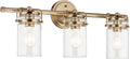 Kichler Brinley 24" 3-Light Bathroom Vanity Light Fixture with Clear Glass in Champagne Bronze, Modern Farmhouse Mason Jar Style for Mirror Lighting (24" W x 10.25" H), 45689CPZ