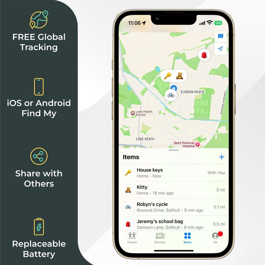 ROAM SMART TRACKER - Bluetooth Tracker & Item Finder for Keys, Luggage, Kid & Pet Gear, and More (iOS, Android), No App or Subscription, Fast Setup, Waterproof | 4-Pack, Blue, Black, Yellow & Green