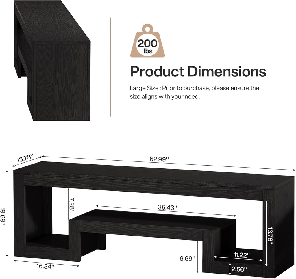 Tribesigns 63" TV Stand for 55/60/65/75-Inch TVs, Farmhouse Entertainment Center with Open Storage Shelves, Television Stands TV Console for Living Room, Bedroom, Black