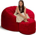ULTIMATE SACK 5ft Bean Bag Chair & Footstool, Oversize Bean Bag Chair for Adults, Comfy Chair Bean Bag Couch Lounge Sofa Loveseat Furniture | Red Suede