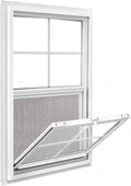 Vinyl Single Hung Window, 24" x 36" Household Sliding Window with Double-Pane Insulated Tempered Glass, Lower Tilt Sash Screen Included Window for House, Mobile Home (White)