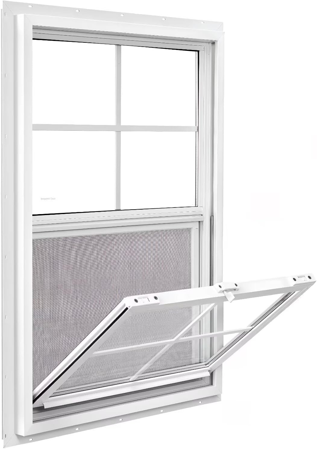 Vinyl Single Hung Window, 24" x 36" Household Sliding Window with Double-Pane Insulated Tempered Glass, Lower Tilt Sash Screen Included Window for House, Mobile Home (White)