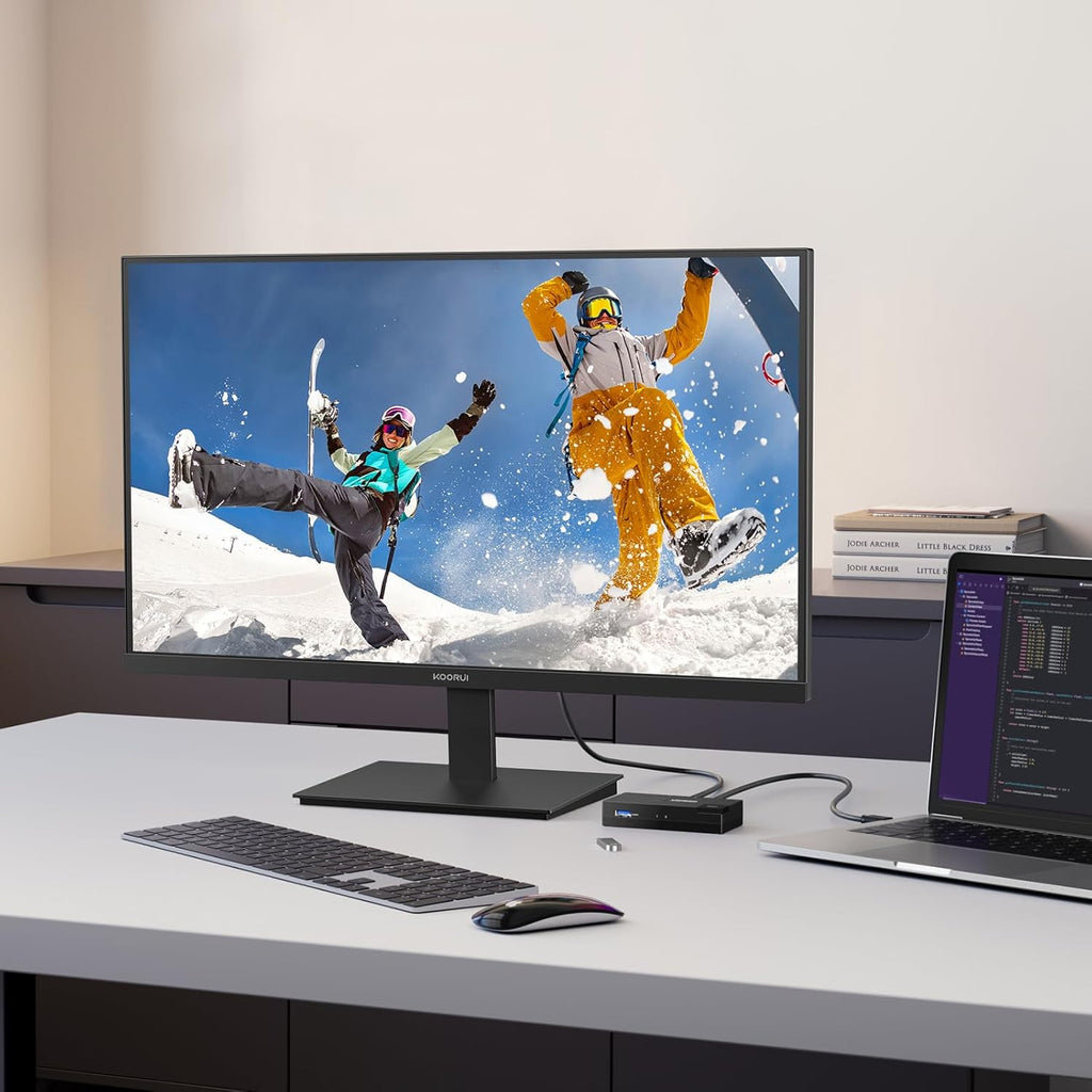 KOORUI 27 Inch QHD (2560x1440) IPS HDR Ultra-Thin Computer Gaming Monitor, 120Hz Refresh Rate, DCI-P3 95%, FreeSync & G-Sync, 1ms MPRT, VESA 100x100mm, Tilt Adjustable for Game and Work, E2721H