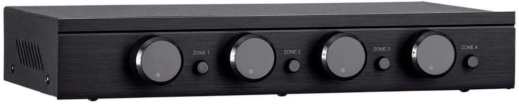 Monoprice SSVC-4.1 Single Input 4-Channel Speaker Selector with Volume Control, Impedance Protection, Individual Zone On/Off Buttons, Black, Model Number: 138159