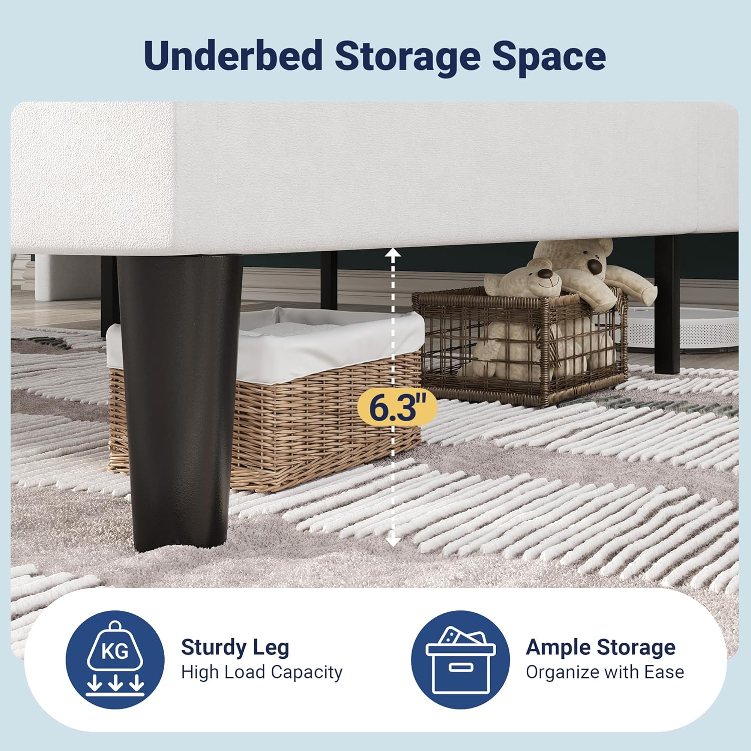 Allewie Full Size Platform Bed Frame with Charging Station and Storage Shelf/Upholstered Velvet Wingback Headboard/Wooden Slats Support/No Box Spring Needed/Easy Assembly, White