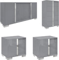AMERLIFE 4 Piece Bedroom Dresser Set, Modern High Gloss UV Finish, 2 Nightstands, Chest of 5 Drawers & 6-Drawer Dresser, Electroplated Metal Handles, Bedroom Furniture Set, Grey