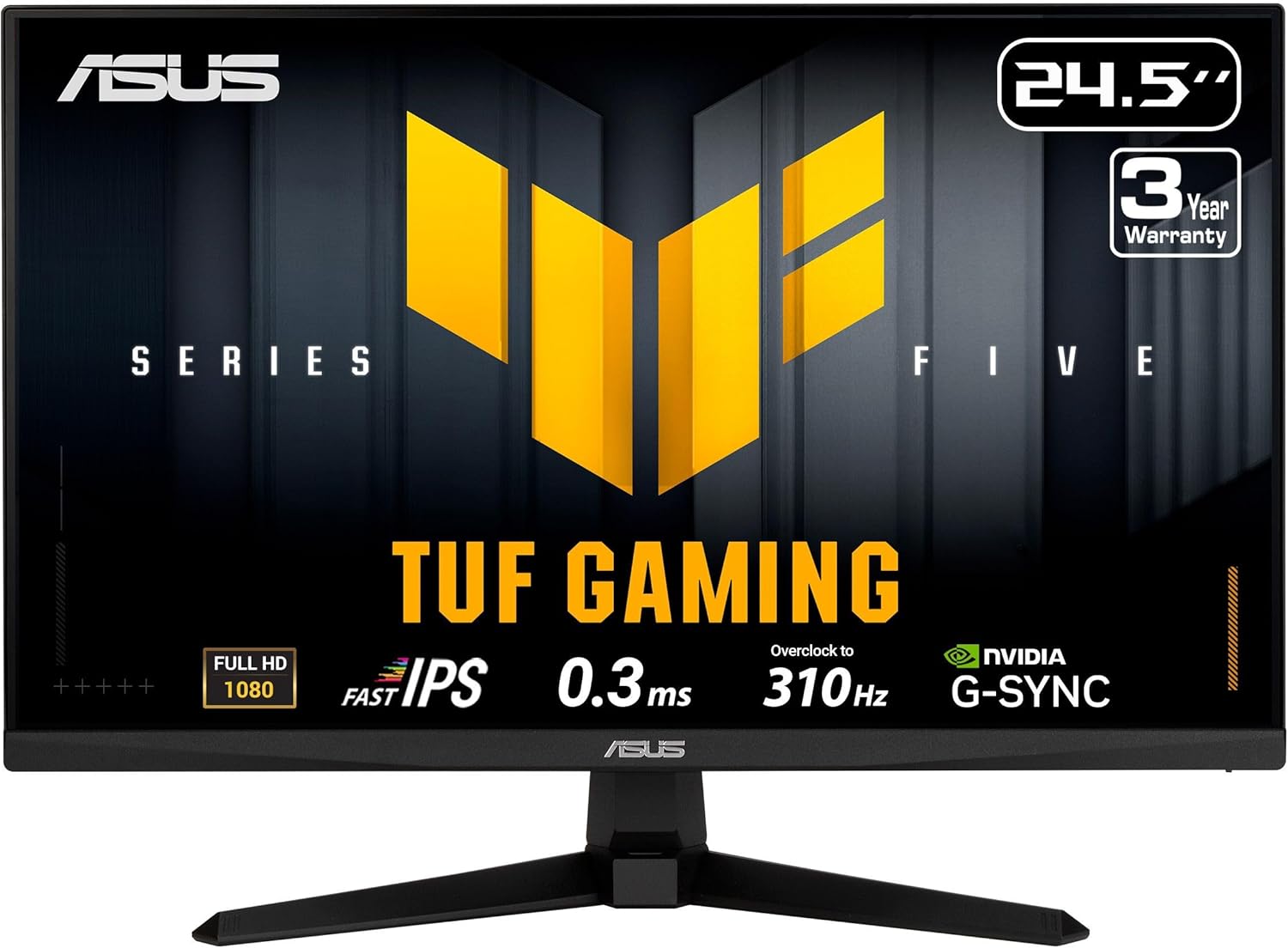 ASUS TUF Gaming Series 5 24.5” 1080P Monitor (VG259QMR5A) - Fast-IPS, 310Hz, 0.3ms, G-SYNC Compatible, FreeSync Premium, Extreme Low Motion Blur Sync, 99% sRGB, DisplayWidget, Gaming AI, 3 yr warranty
