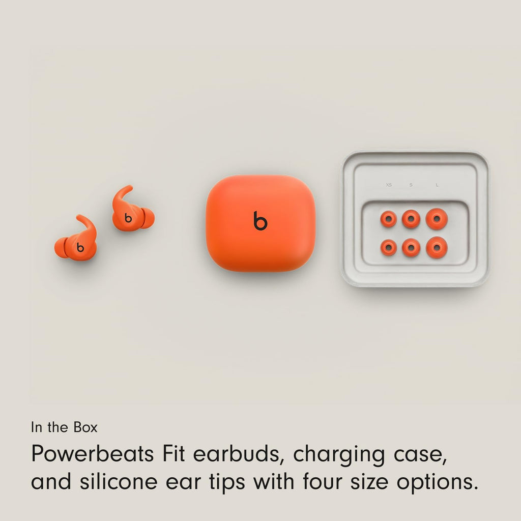 Beats Powerbeats Fit - Wireless Noise Cancelling Workout Earbuds with Secure-Fit Wingtips, Up to 30-Hour Battery Life, Sweat & Water Resistant, Apple & Android Compatible - Spark Orange
