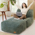 Big Bean Bag Chair for Adults, 66.9"x31.5" Lounger Large Bean Bag Sofa, Memory Foam Filled Beanbag Chair for Living Room, Bedroom, Balcony - Ergonomic Support & Premium Comfort (Green)