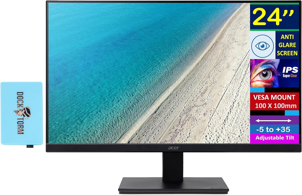 acer 24" Vero V247Y Gbmix FHD IPS Monitor with 4 ms Response Time, Anti-Glare, Adaptive Sync, Integrated Speakers, VESA Mount (100x100mm) & DDKZ USB Port Expander, HDMI, Black (UM.QV7AA.G03)