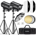 2pcs Godox DP400IIIV Studio Flash Kit for Photography,400Ws Strobe Professional Lighting with Tripod Stands,Bowens Mount Softbox,Umbrella Reflector,Carry Bag for Portrait Product Wedding Shooting