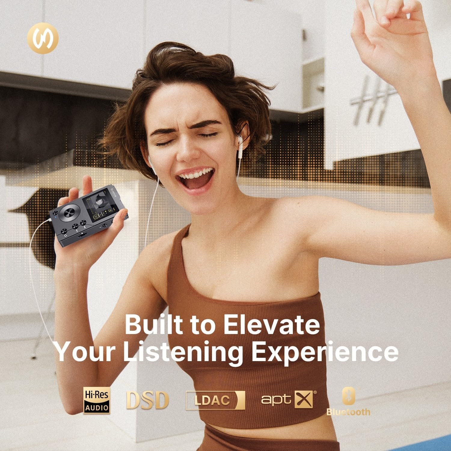 Surfans F20 HiFi MP3 Player with Bluetooth 5.2, Lossless DSD FLAC High Resolution Digital Audio Player, High-Res Portable Music Player with 64GB MicroSD Card, Support up to 512GB