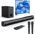 Soundbar with Subwoofer for TV, Home Theater Bluetooth 5.3 Speaker System with 2 Wireless Karaoke Mics, Surround Sound Audio with HDMI ARC, Optical, AUX, USB for Movie, Music, Family Party(Peak 280W)