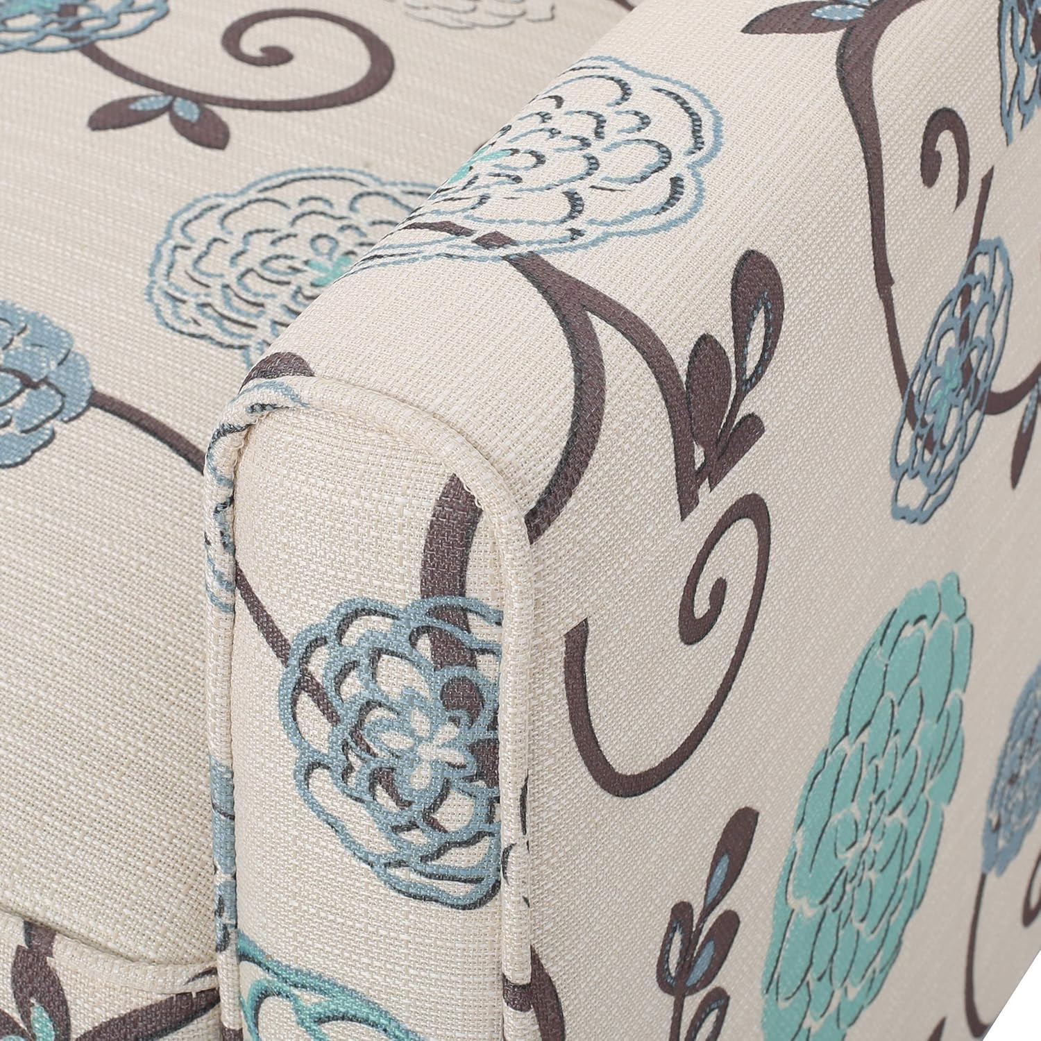 Christopher Knight Home Emmie Fabric Recliner (Set of 2), Light Beige with Blue Floral, Dark Brown