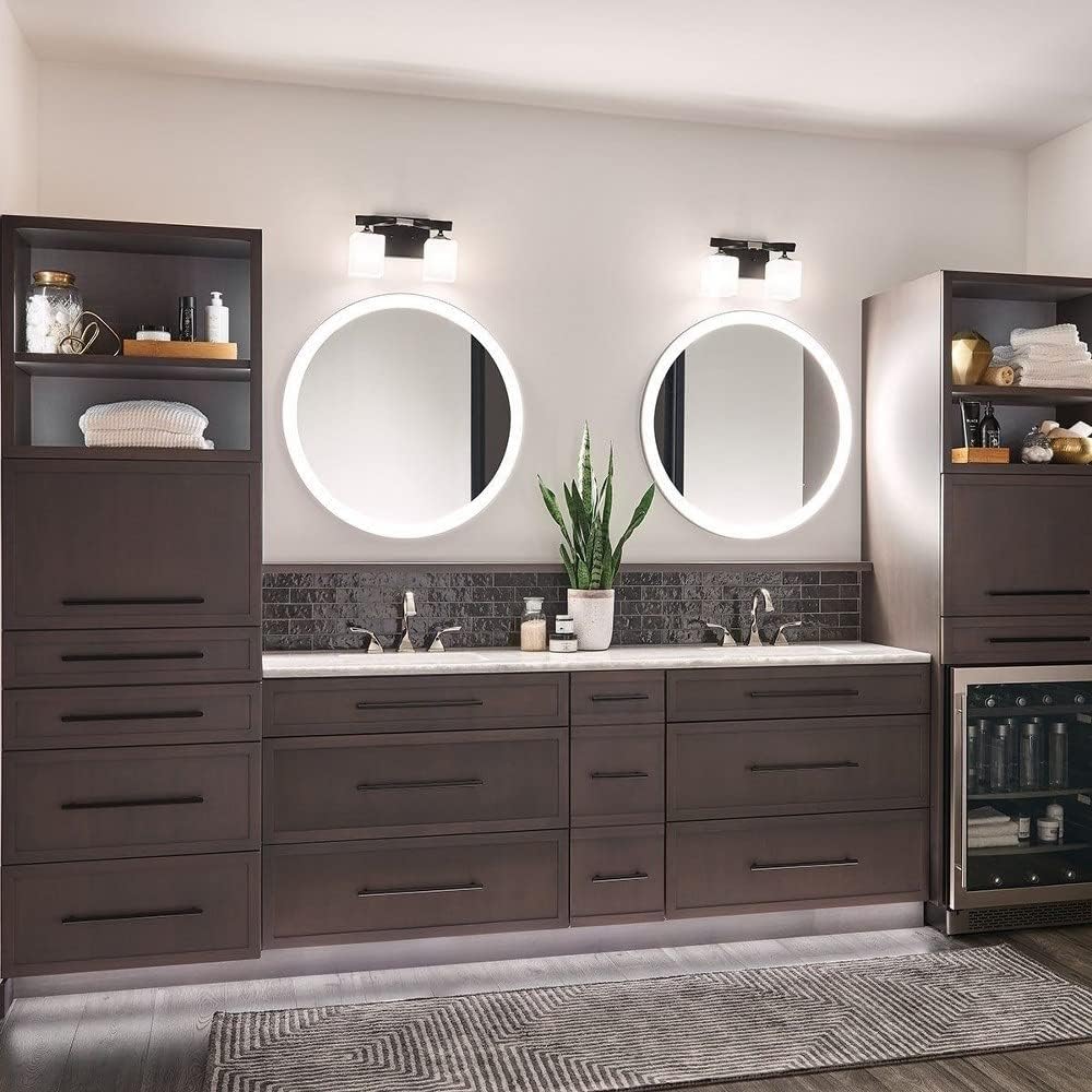 KICHLER Marette 13.5 " 2 Light Vanity Light with Satin Etched Cased Opal Glass in Brushed Nickel