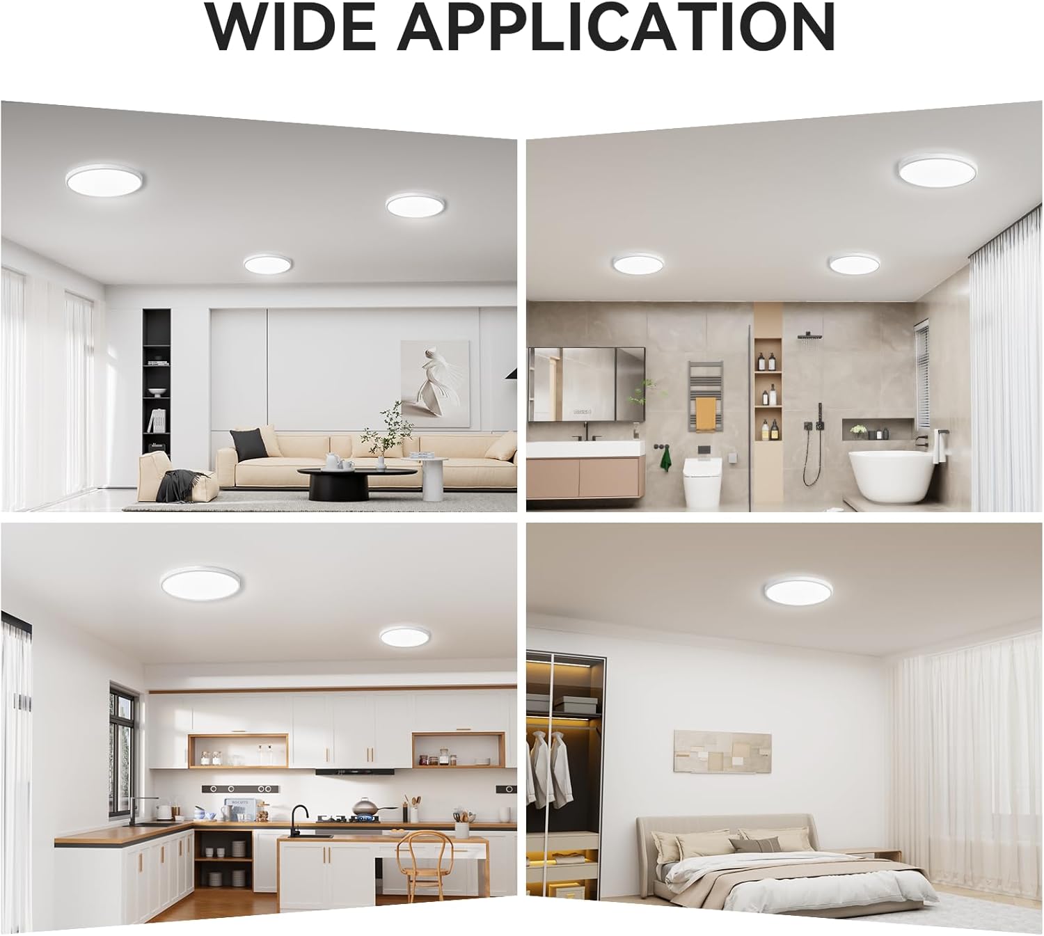 WKONCLDY 12Pack 3200lm LED Flush Mount Ceiling Light, Super Slim 12 inch Ceiling Light, 5000K LED Light for Bedroom, Living Room, Dining Room, Garage, Office, Warehouse