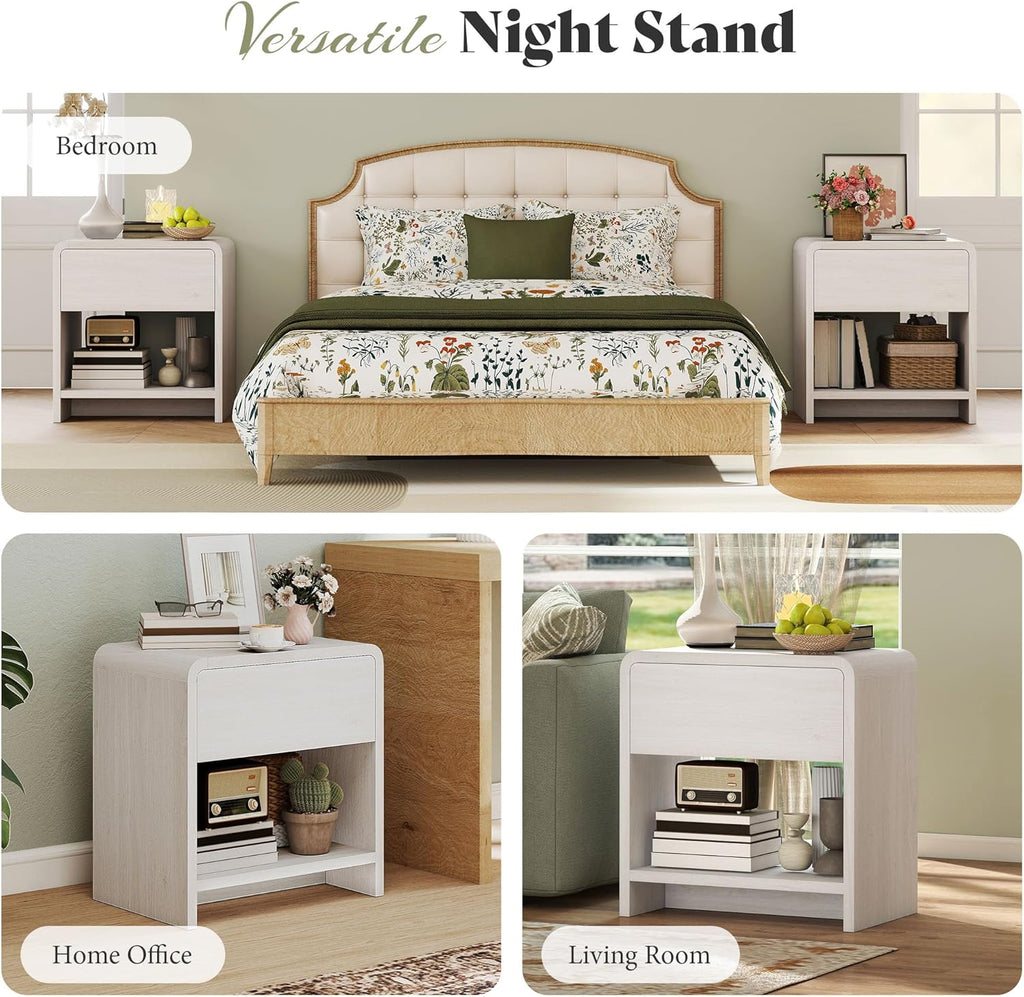 Modern 4-Piece Bedroom Furniture Set with 5-Drawer Dresser, 6-Drawer Dresser and 2 Nightstands, Large Storage Capacity, Rounded Corners, Flexible Combination Design, Anti-Tip Kit Included, White