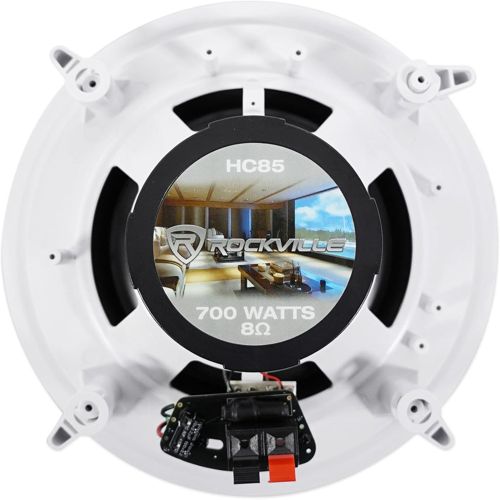 Rockville HC85 700W 8" in-Ceiling Home Theater Speakers 8 Ohm, Paintable Grills, Swivel Tweeter, Deep Bass, for Home Theater and Whole-House Audio, 6-Piece