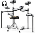 Donner Electric Drum Set, DED-70 Electronic Drum Kit for Beginner with 150 Sounds, 4 Quiet Mesh Pads, 9" Cymbals, USB MIDI, Type-C Charging, 2 Pedal, Throne, Headphones, Sticks, Melodics Lessons