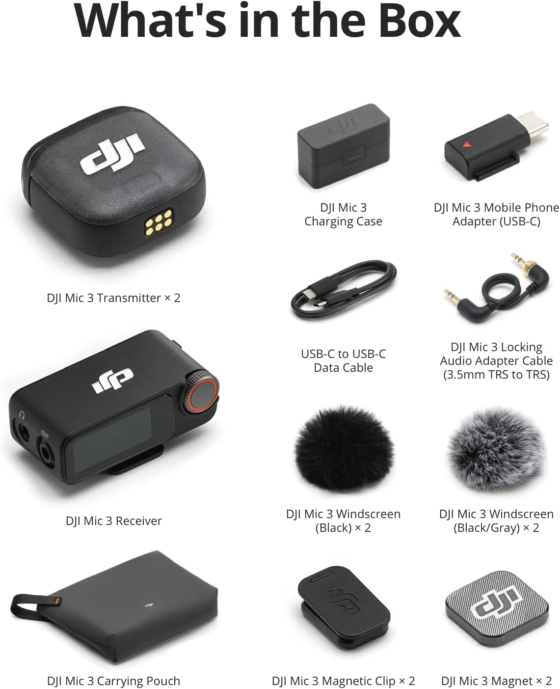 DJI Mic 3 (2 TX + 1 RX + Charging Case), Wireless Microphone for iPhone/Camera/Android, Ultralight, Adaptive Gain Control for Balanced Volume, Dual Band Anti-Interference, 28hrs Use, Vlog