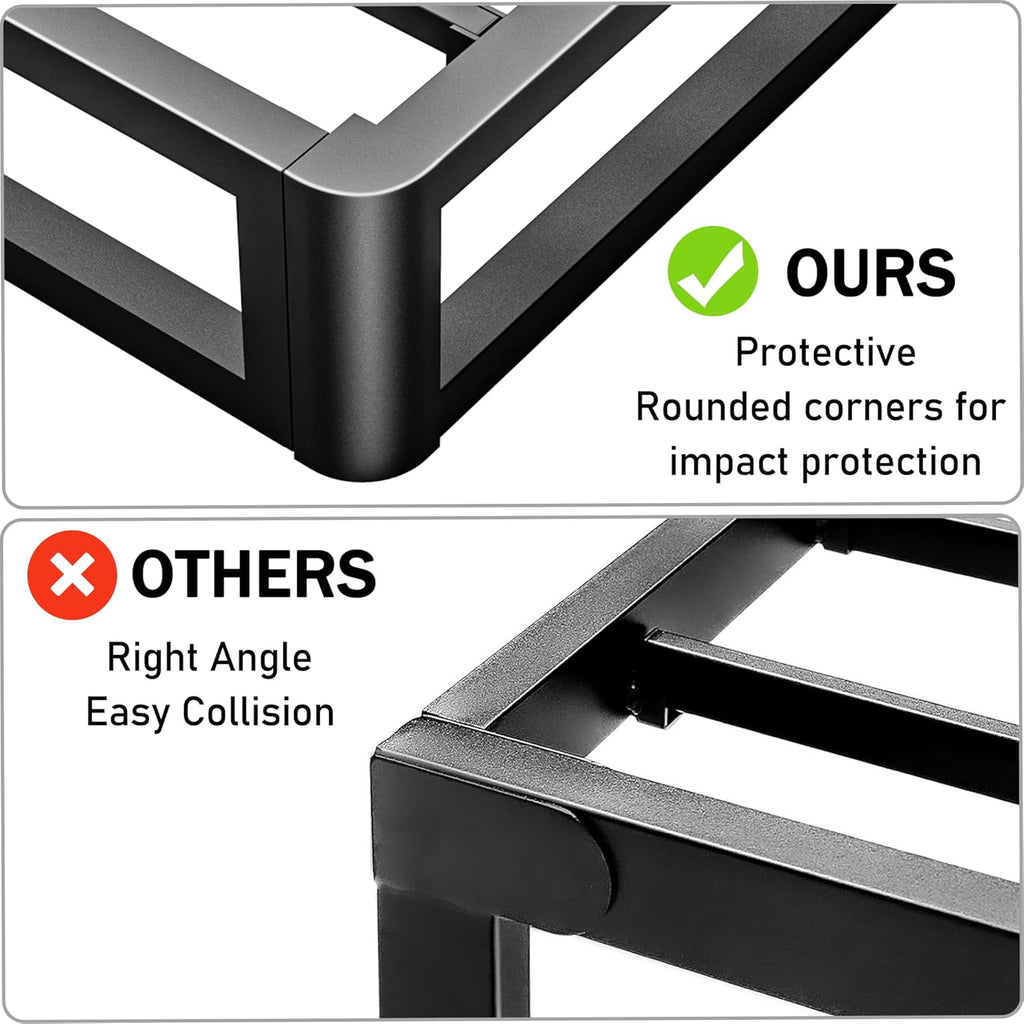 Firpeesy Upgrade Anti Bending and Round Corner Legs 10 inch Metal Queen Bed Frame 3500 LBS Heavy Steel Slats Support Platform Bed Frames No Box Spring Needed Platform Noise Free Easy Assembly