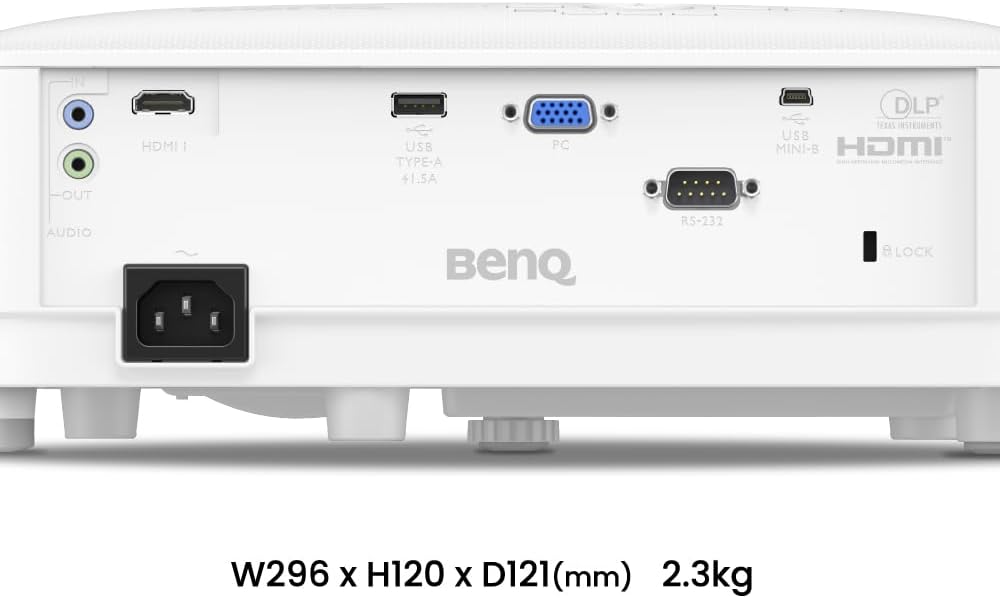 BenQ WXGA Business Projector (MW560C) - DLP - 4,000 Lumens High Brightness - 20,000:1 High Contrast Ratio - HDMI, VGA - Auto Keystone Correction - Simple Setup - SmartEco Technology