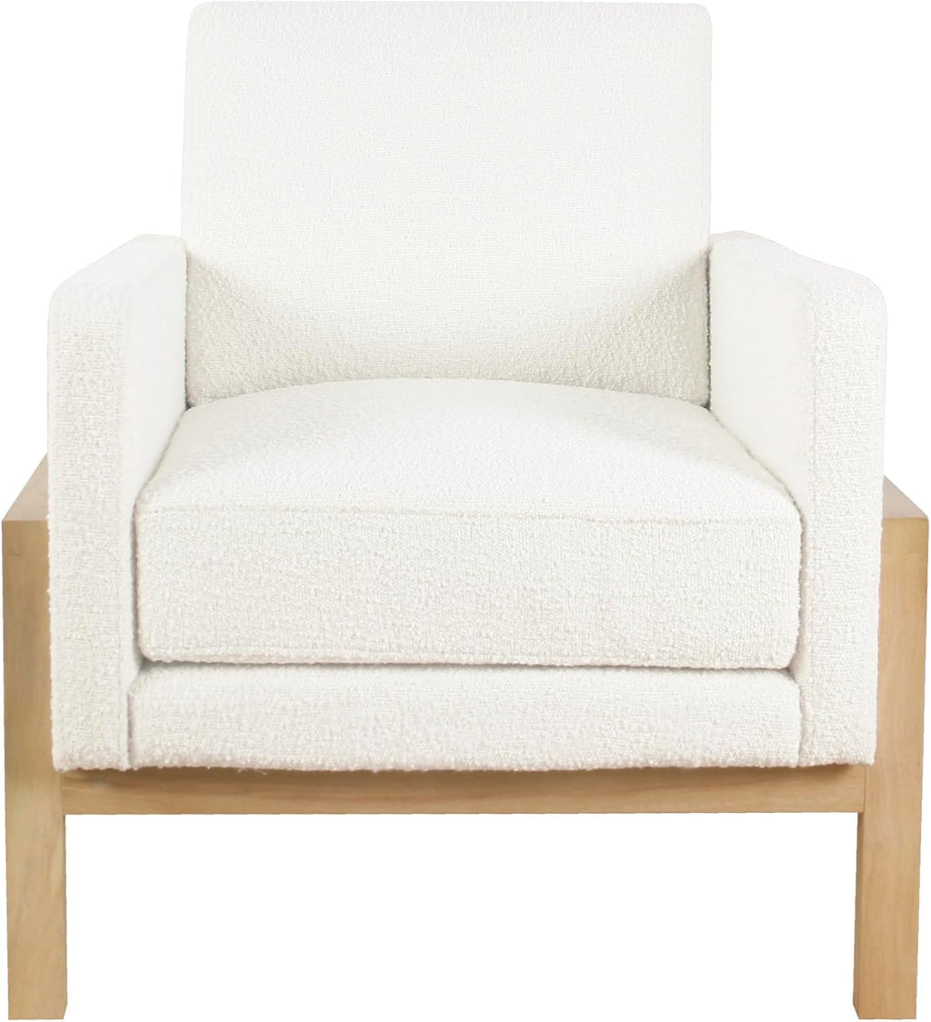 HomePop Wood Frame Accent Chair | Homepop Home Decor | Accent Chairs for Living Room & Bedroom - Cream Boucle