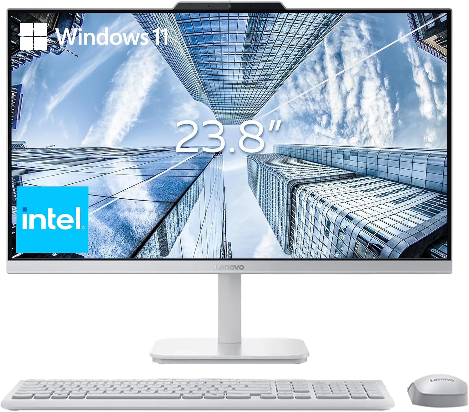 Lenovo 24" FHD All-in-One Desktop Computer for Home & Office, Intel Processor, HDMI, WiFi 6, Bluetooth 5.2, Business AIO, Vent-Hear, Wireless Keyboard & Mouse, Windows 11 (8GB RAM | 256GB SSD)