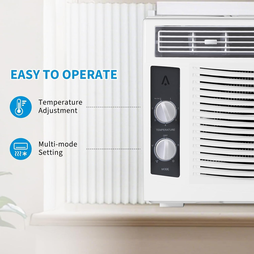 6000 Btu U-Shaped Window Air Conditioner, WiFi & App Control, Ultra Quiet, Enabled Saddle Window AC Unit Cools Up to 300 Sq. ft, Cooling, Dehumidifier, Flexible for Home/Office