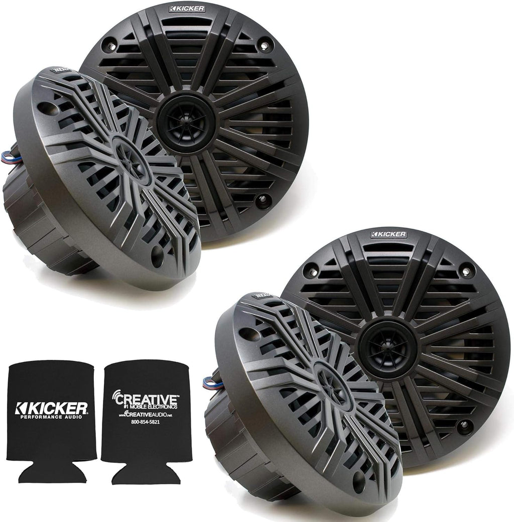 KICKER 6.5" Marine Speakers (2 Pair) Charcoal Salt Water Grills OEM Replacement Speakers