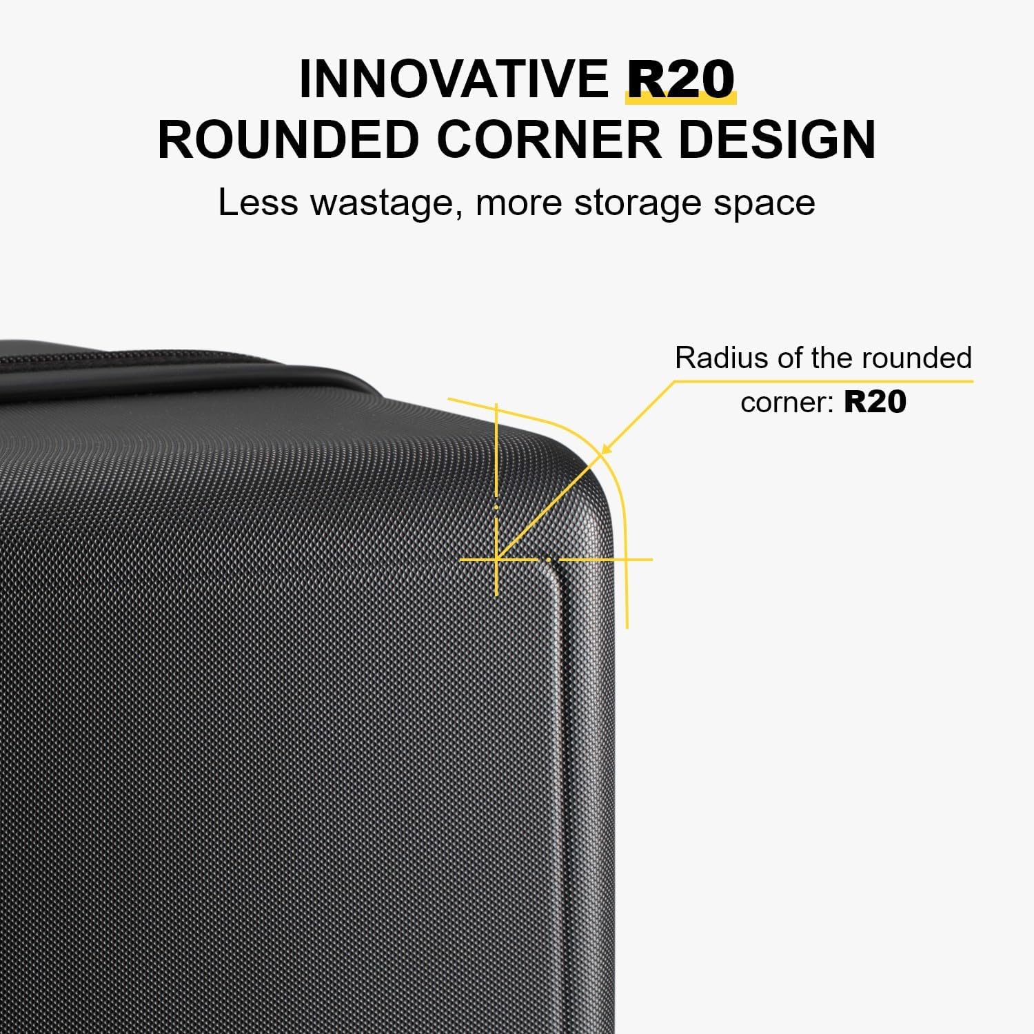 LEVEL8 Large Suitcase with Wheels, Checked Luggage, Lightweight Luminous Textured Tsa Approved Medium Hardside Large Luggages, 24 Inch, Black