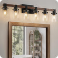 6-Light Bathroom Light Fixture, Vanity Lights for Bathroom with Glass Shade, Rustic Bathroom Light Fixtures, E26 Base F12BD05