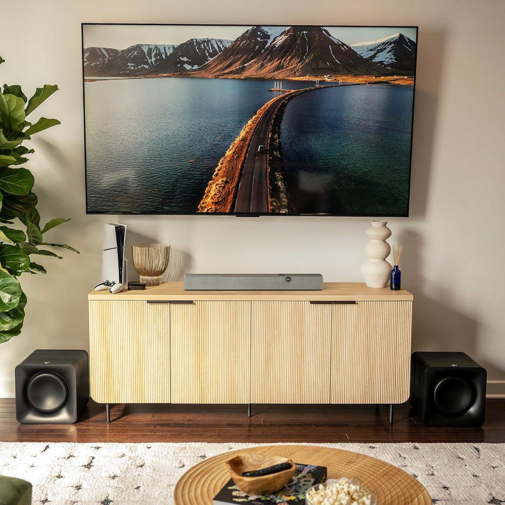 Klipsch Flexus CORE 100 2.1 Channel Powered by Onkyo Bluetooth Sound Bar with Dolby Atmos and Custom Tuned Bass - Walnut, 28" W