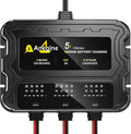 3 Bank Marine Battery Charger, 12V (5A/Bank) IP68 Waterproof LCD Onboard Battery Charger with Overcharge Protection & Temperature Compensation- for Lead-Acid, AGM, EFB, LiFePO4, Lithium, Boat, Car, RV