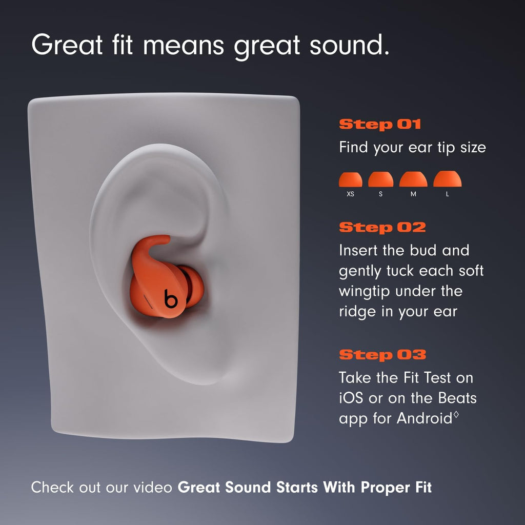 Beats Powerbeats Fit - Wireless Noise Cancelling Workout Earbuds with Secure-Fit Wingtips, Up to 30-Hour Battery Life, Sweat & Water Resistant, Apple & Android Compatible - Spark Orange