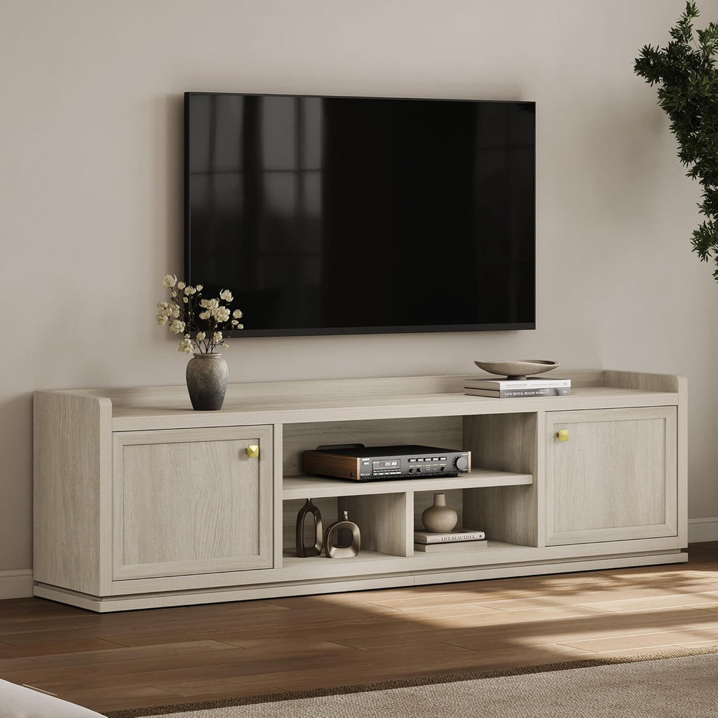 SICOTAS TV Stand Entertainment Center - 67" TV Console for Living Room Modern TV Stand for Bedroom, Media Console with Shelf and Cabinet, Entertainment Stand for TVs up to 65 75 Inch(Grey White Oak)