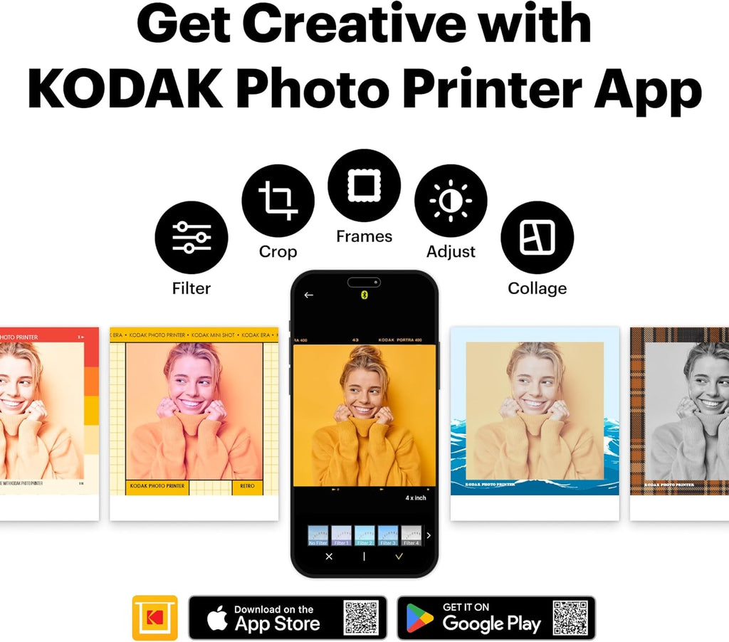 KODAK Mini 3 Retro 3x3'' Portable Photo Printer, 98 Sheets, Bluetooth Smartphone Printer for iPhone & Android, Instant Color Prints, 4PASS Dye Sublimation, Yellow