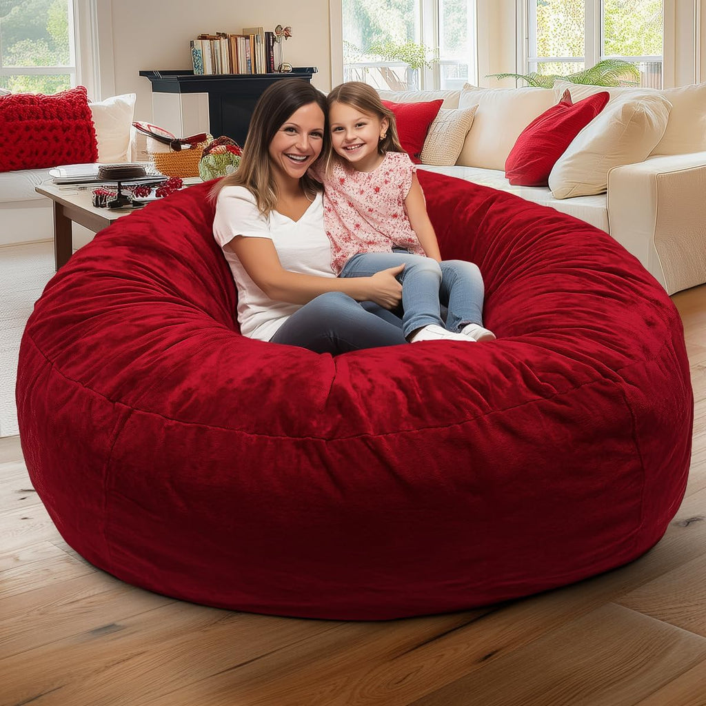 ULTIMATE SACK 6000 6-Foot Bean Bag Chair, Burgundy Suede Cover – Oversized Foam Lounger, Floor Seat, Small Sofa, or Couch Bed for Living Area, Gaming Room, or Reading Lounge