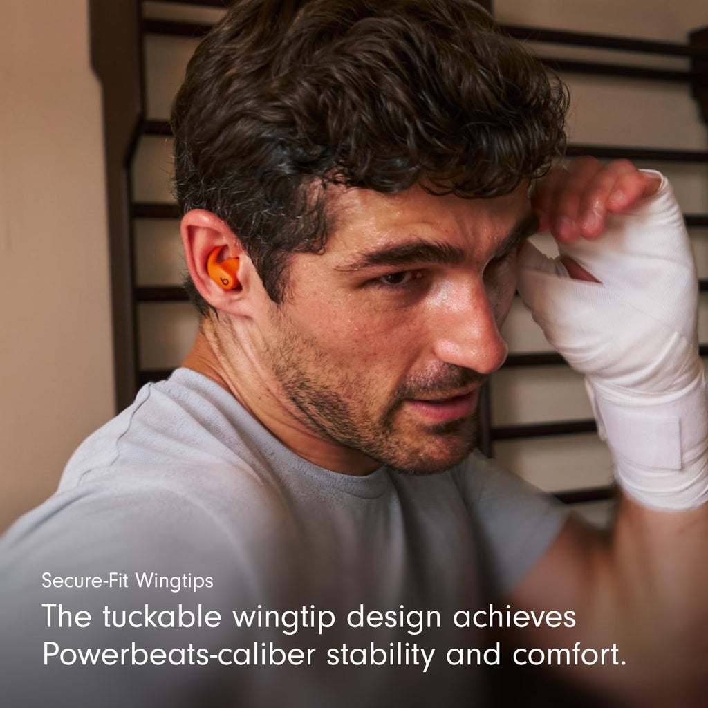 Beats Powerbeats Fit - Wireless Noise Cancelling Workout Earbuds with Secure-Fit Wingtips, Up to 30-Hour Battery Life, Sweat & Water Resistant, Apple & Android Compatible - Spark Orange