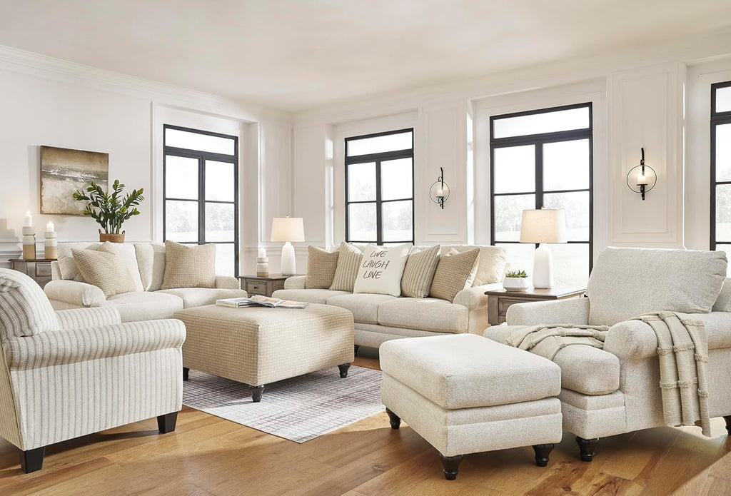 Signature Design by Ashley Valerani Classic Striped Upholstered Accent Chair, Beige