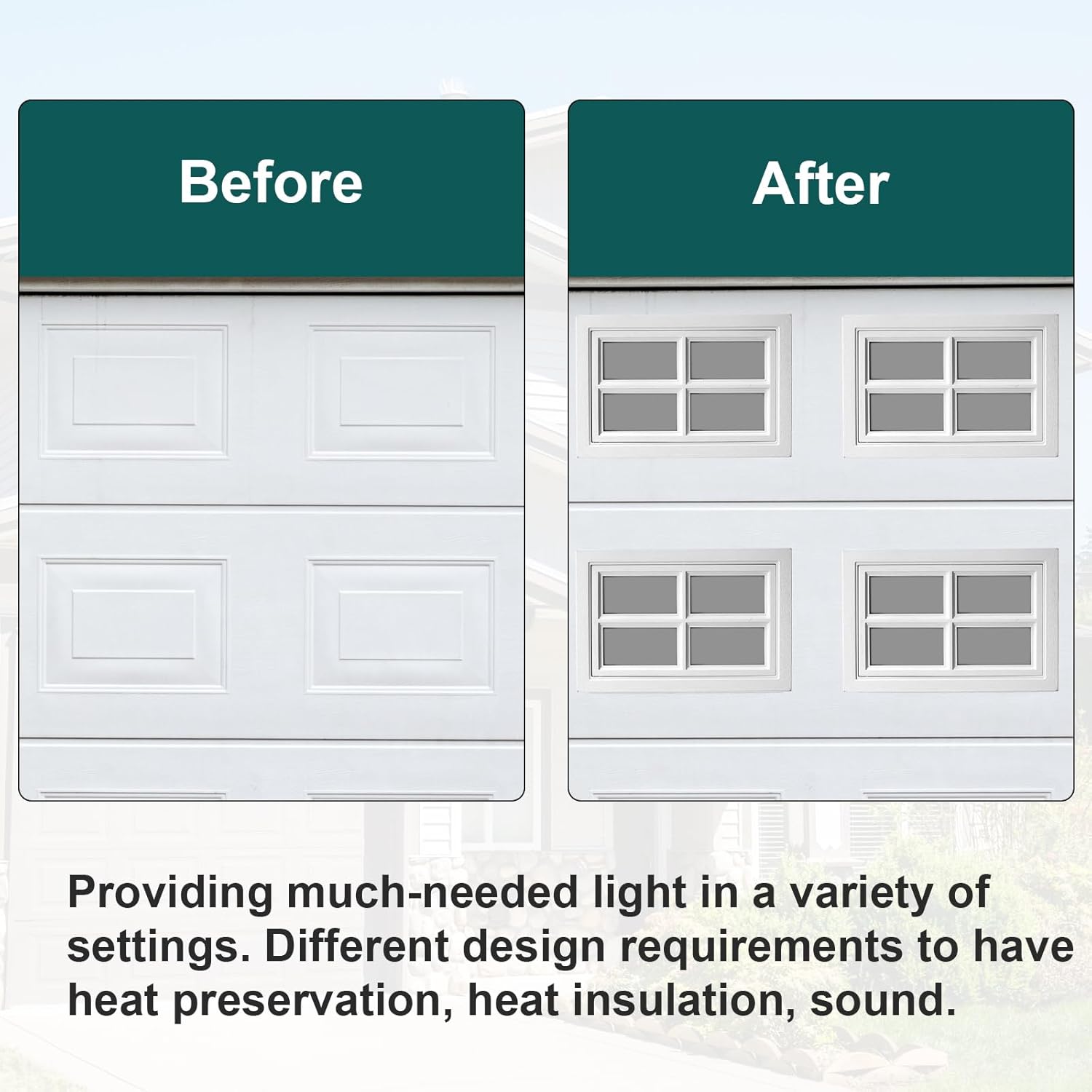 NeatiEase 4 Pcs Garage Door Windows, Replacement Vinyl Windows Inserts Kit with UV Resistant Resin Glass for Exterior Garage Doors (Cross Design)