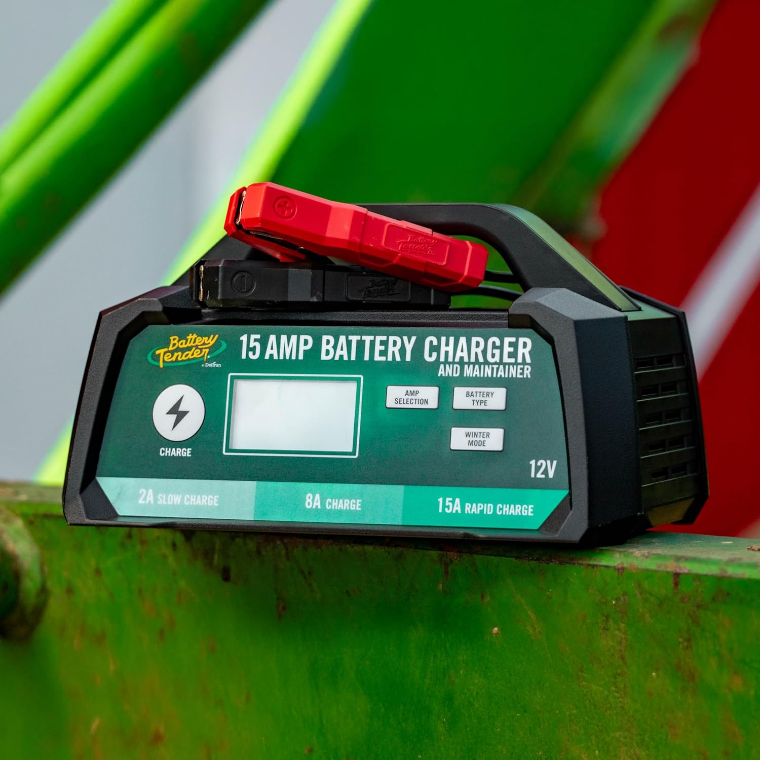 Battery Tender 15 AMP Battery Charger and Maintainer - 12V Switchable 15 AMP / 8 AMP / 2 AMP - Selectable Chemistry Standard AGM Gel - LCD Display - 022-0234-DL-WH