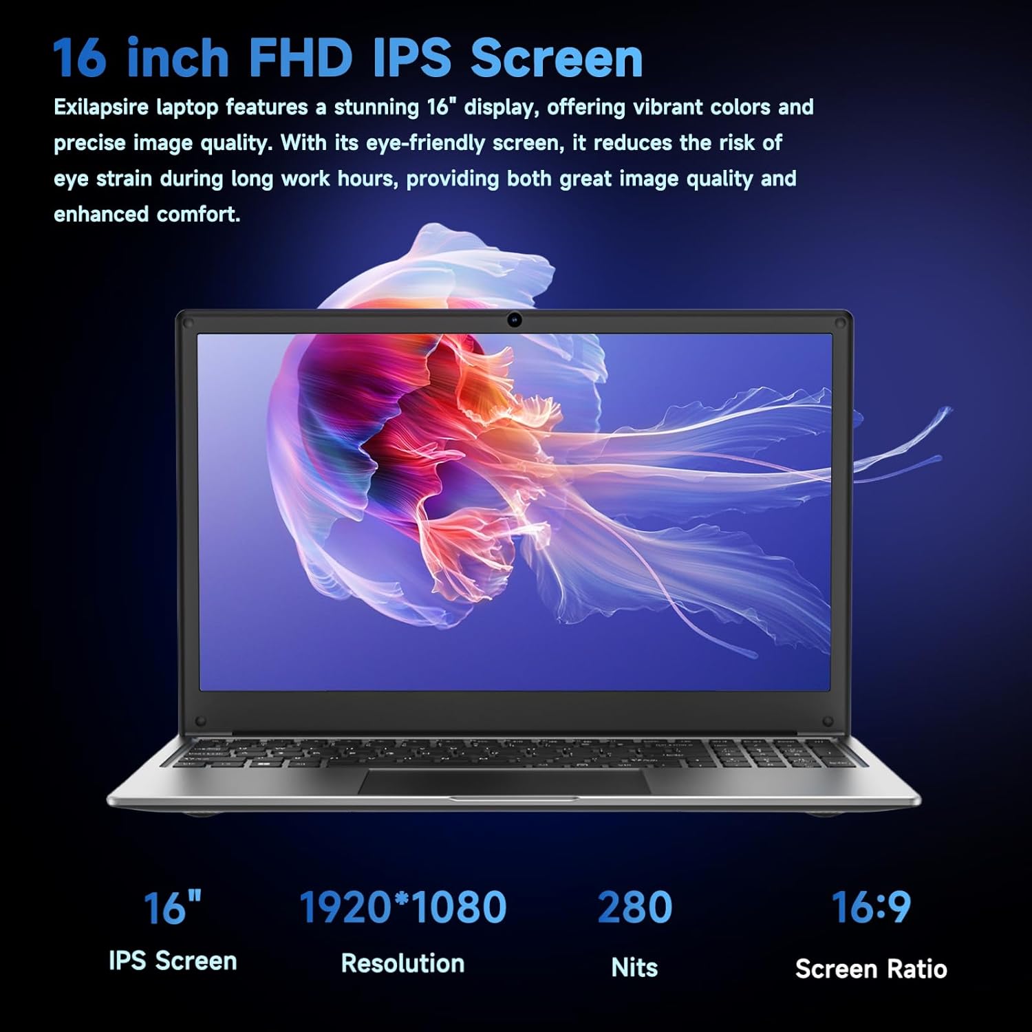 16 inch Laptop Computer,8GB RAM 256GB SSD Storage Laptop PC,with AMD A9 Processor(up to 3.2GHz),IPS FHD Display,Win11,Students & Work Notebook Computer,9000mAh Battery,Cooling System