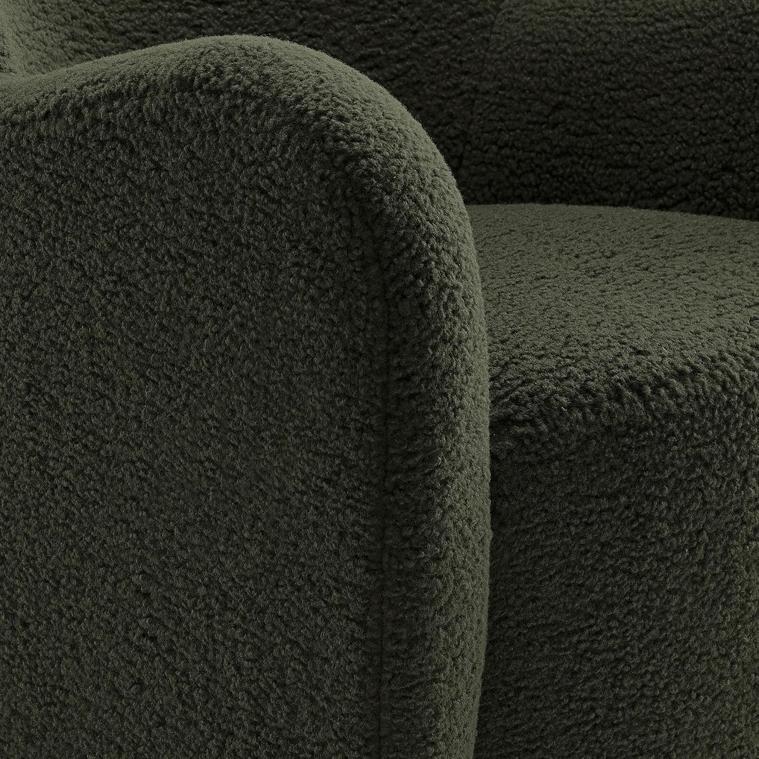 Modway Montrose Swivel Wingback Accent Chair in Fern Walnut Sherpa Teddy Fabric – Modern Furry Barrel Chair with 360-Degree Swivel Base – Soft and Comfy Living Room Chair