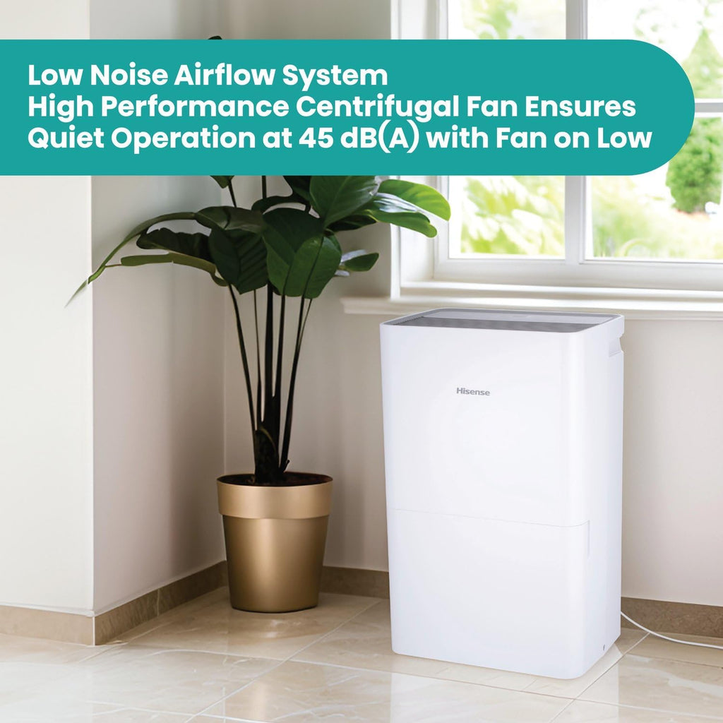 Hisense 50 Pint Portable Dehumidifier, Energy Efficient Quiet Humidity Absorber Moisture Extractor for Bathroom Bedroom Garage Attic Large Home House Crawl Space Closet