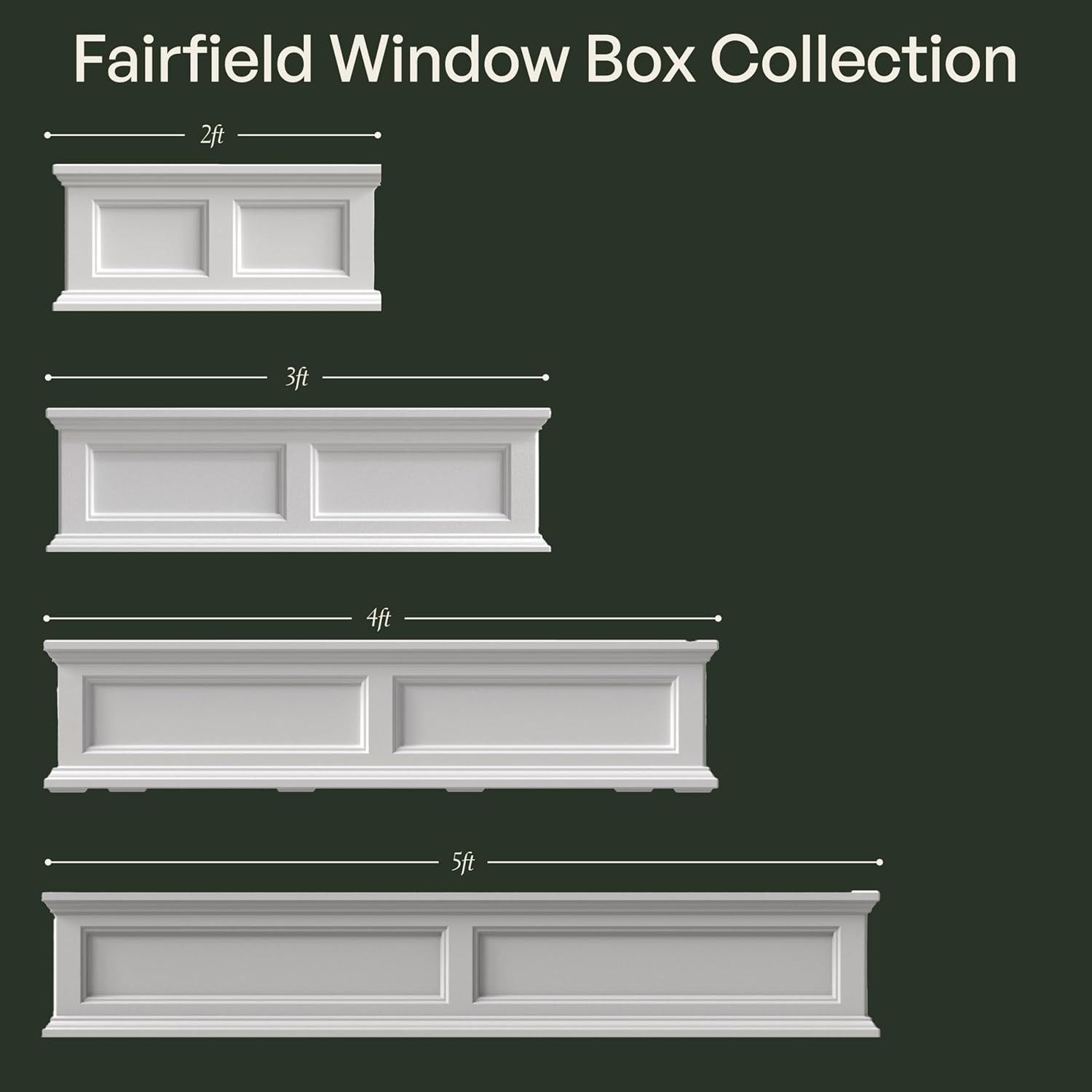 Mayne Fairfield 4ft Window Box, Self Watering Flower Box with Double Wall Design, All Season Fade Resistant Outdoor Window Planter With Steel Mounting Bracket, Black