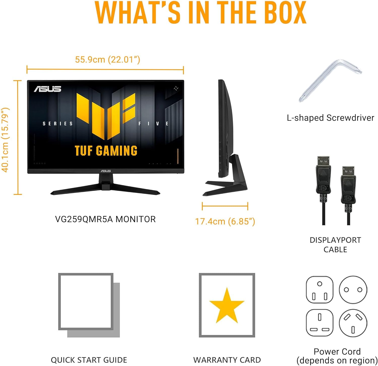 ASUS TUF Gaming Series 5 24.5” 1080P Monitor (VG259QMR5A) - Fast-IPS, 310Hz, 0.3ms, G-SYNC Compatible, FreeSync Premium, Extreme Low Motion Blur Sync, 99% sRGB, DisplayWidget, Gaming AI, 3 yr warranty