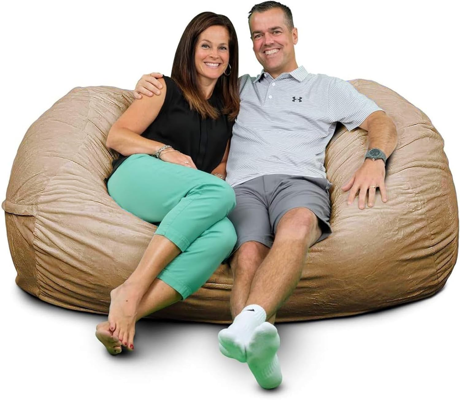 Ultimate Sack Lounger Bean Bag Chair, Camel Fur Cover – Oversized Foam Loveseat, Floor Sofa, or Couch Bed for Bedroom, Living Area, Gaming Room, or Reading Lounge